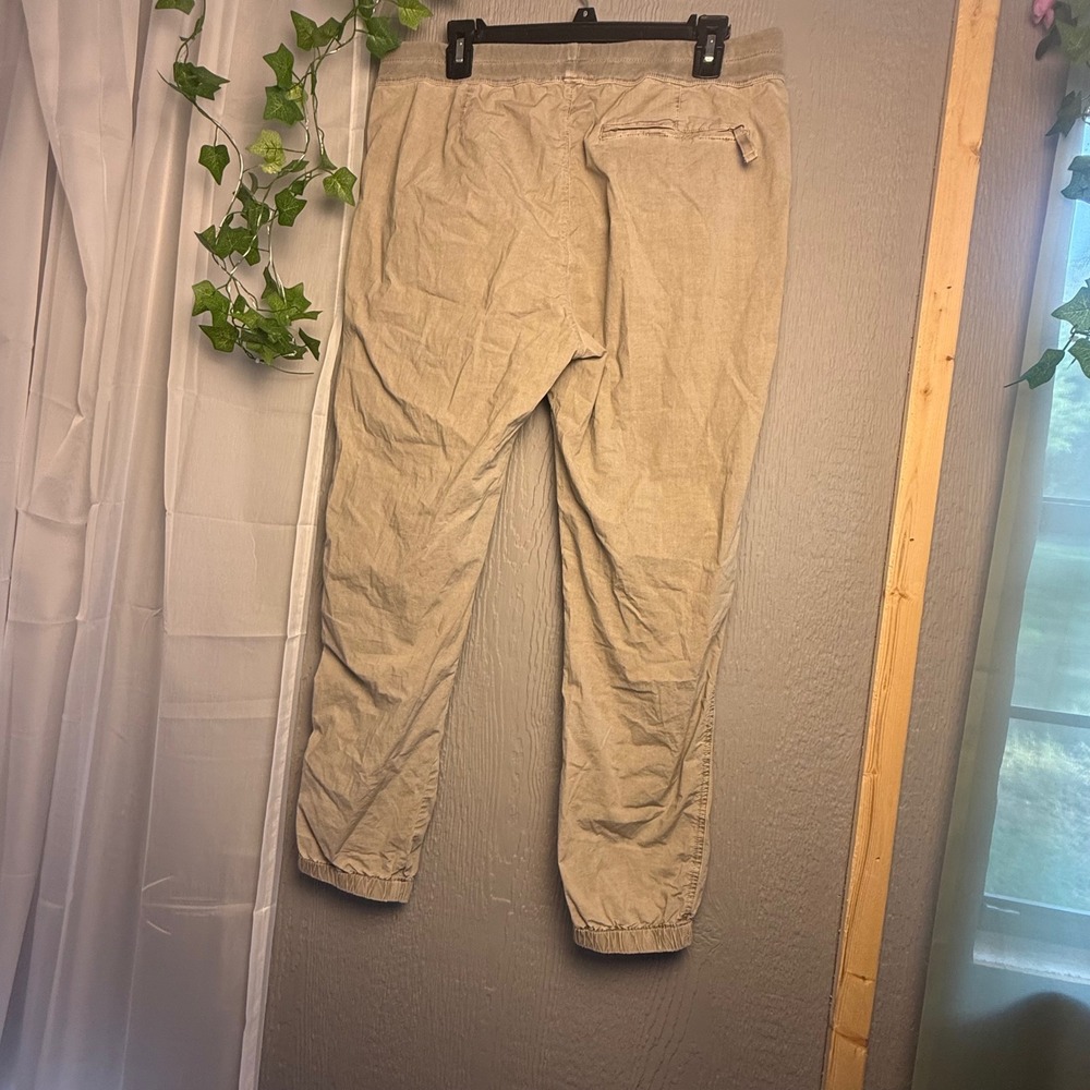 Standard James Perse Womens Utility Joggers Tan Drawstring Zip Pockets Size 3 - Picture 3 of 8